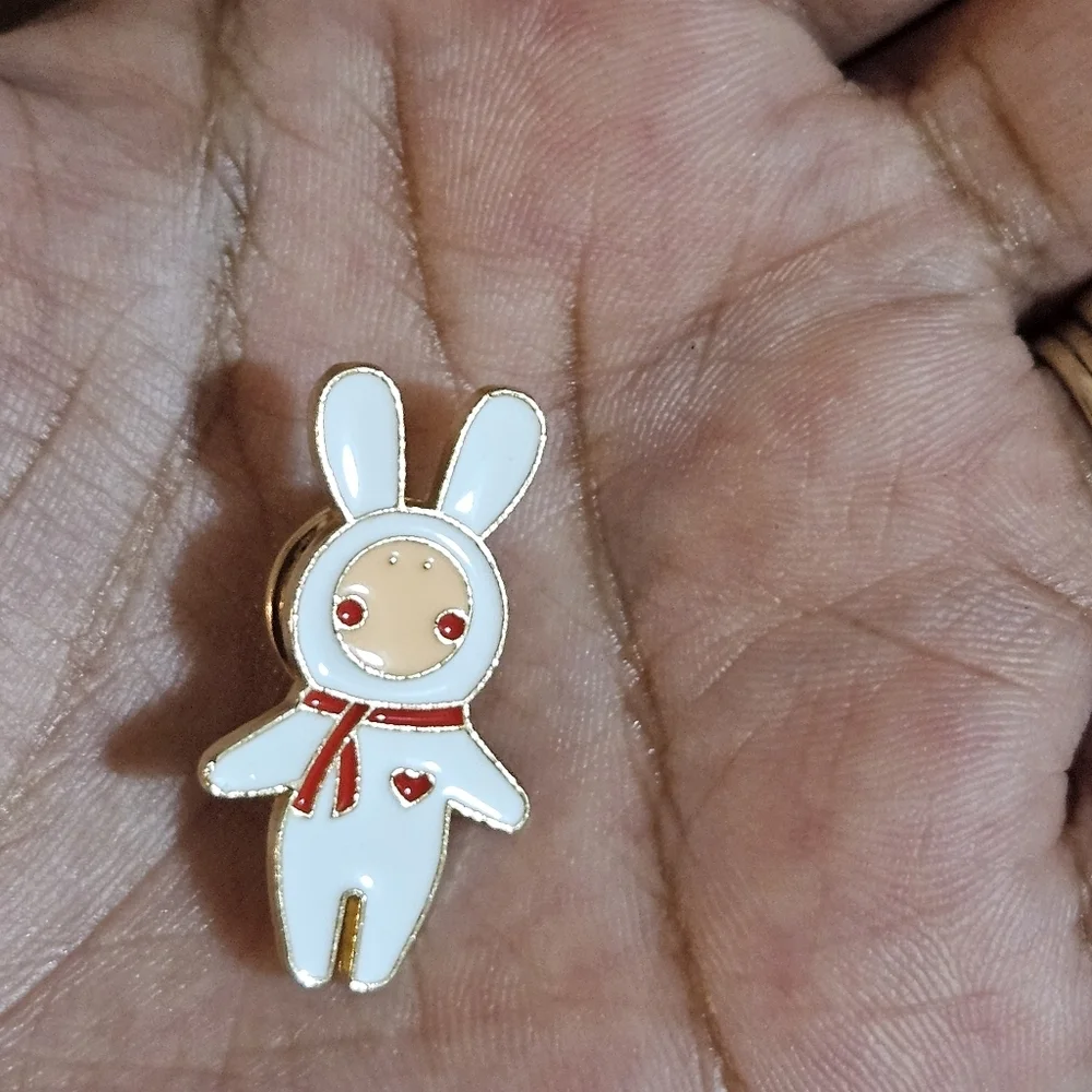 Hand Crafted Valentine's Bunny Pin Enamel Easter Lapel Pin LGBTQA+ Expression